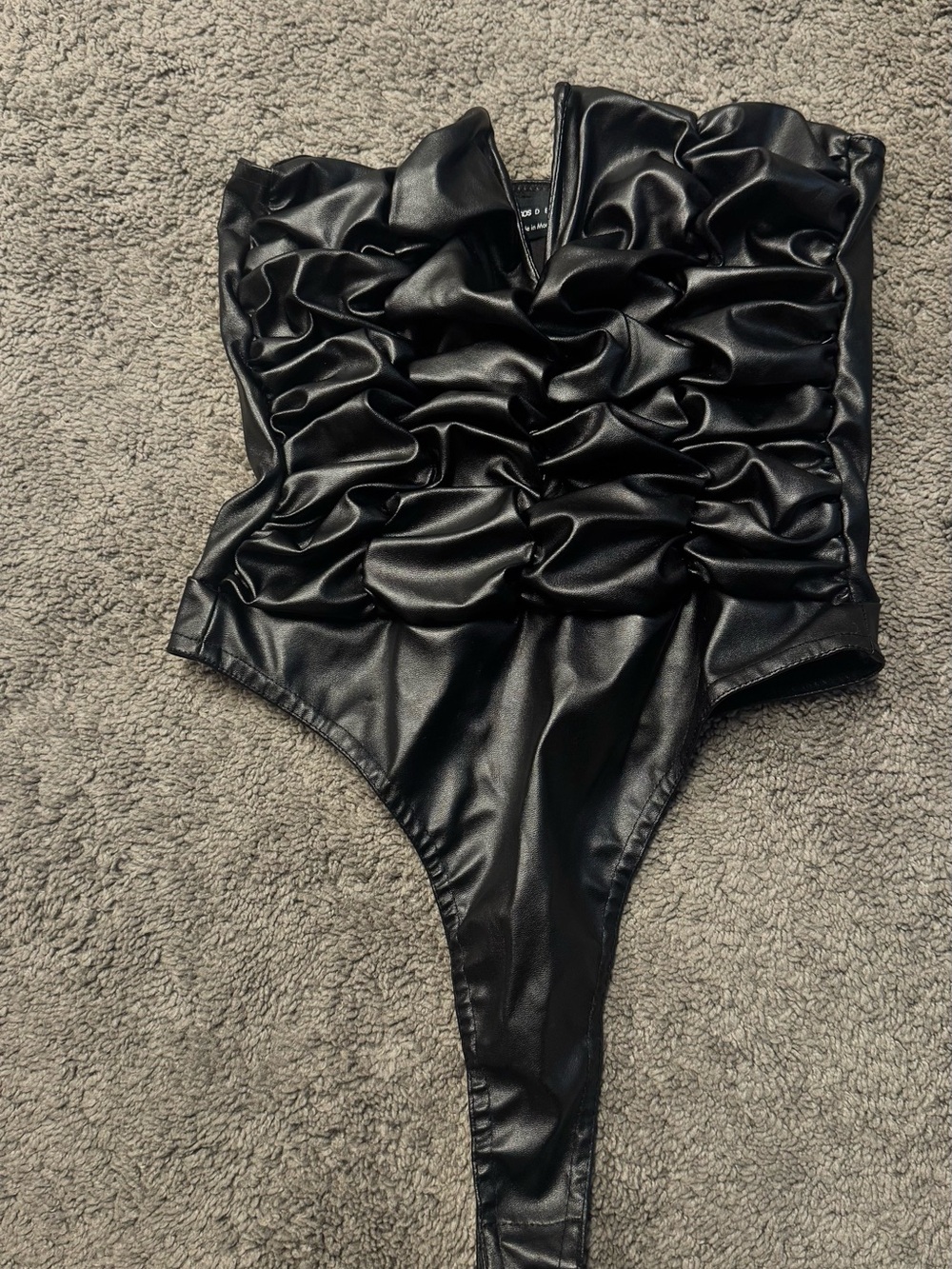 ASOS Black Faux-Leather Ruffle Bodysuit